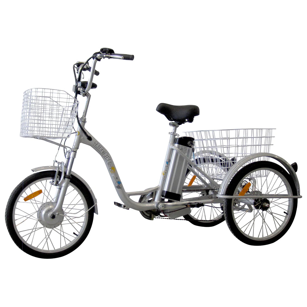 20″ Electric Trike Bike Silver 36V 10.4AH including Helmet and Phone holder